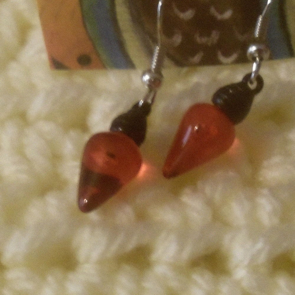 Handmade Red Christmas light bulb earrings